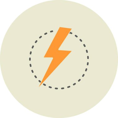  Elektrik Enerji Vektörü Çizgisi Düz Çember Simge Tasarımı