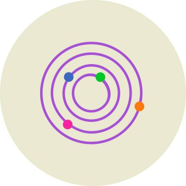  Galaksi Vektör Satırı Düz Çember Simge Tasarımı