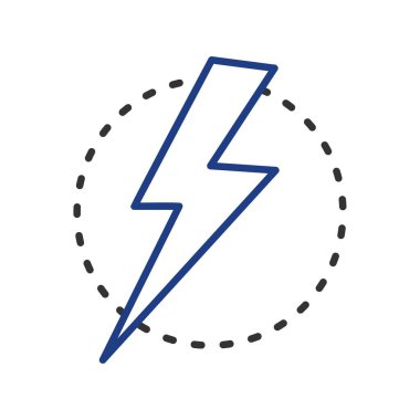  Elektrik Enerji Vektör Satırı İki Renk Simgesi Tasarımı