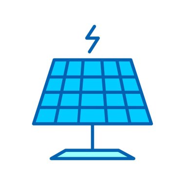 Güneş Enerjisi Vektör Çizgisi Bluetone Simgesi Desig