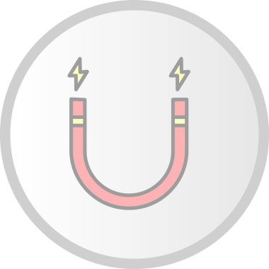 Manyetizma Vektör Satırı Dolu Çember Simgesi Tasarımı