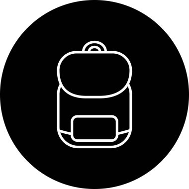 Sırt Çantası Vektör Satırı Ters Simge Tasarımı