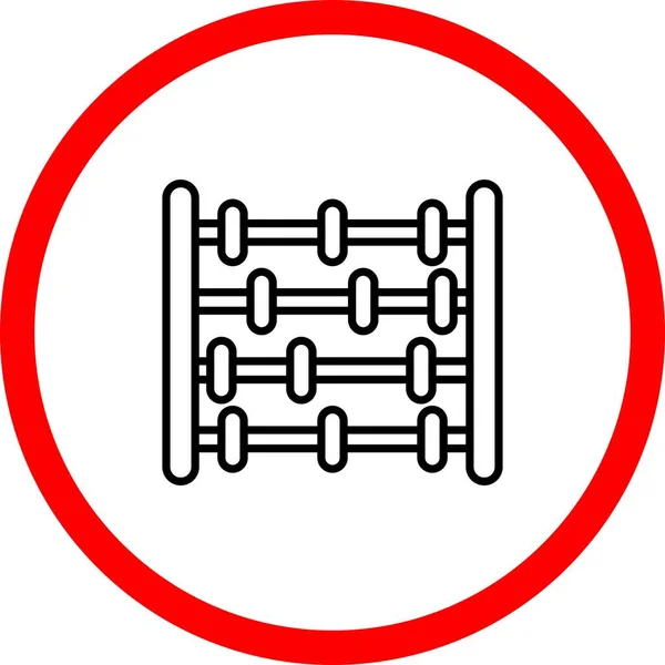 Abacus Vector Line Sign Circle Icon Desig — Vector de stock