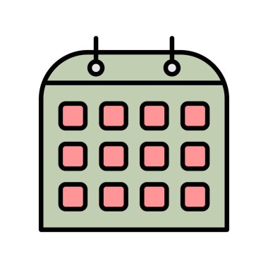  Simge Tasarımı Doldurulmuş Calender Vektör Satırı