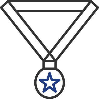  Madalya Vektör Satırı İki Renk Simgesi Tasarımı 