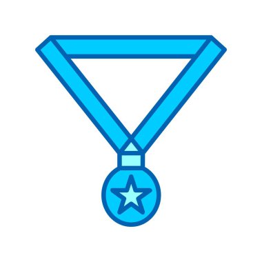  Madalya Vektörü Mavi Ton Simgesi Tasarımı 