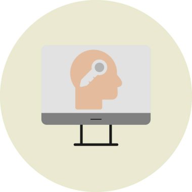 Çevrimiçi Psikoloji Anahtarı Düz Çember Simge Tasarımı