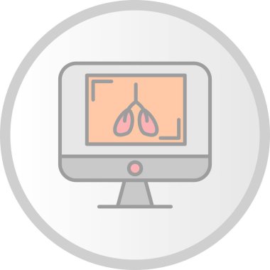 Ciğerler Radyoloji Satırı Dolu Çember Simgesi Tasarımı