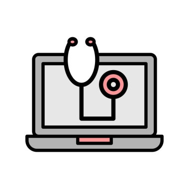 Çevrimiçi Stetoskop Satırı Simge Tasarımı Dolduruldu