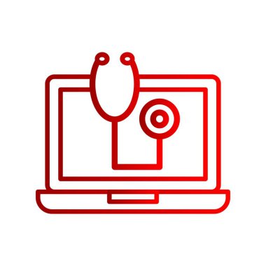  Çevrimiçi Stetoskop Çizgisi Gradyan Simgesi Tasarımı