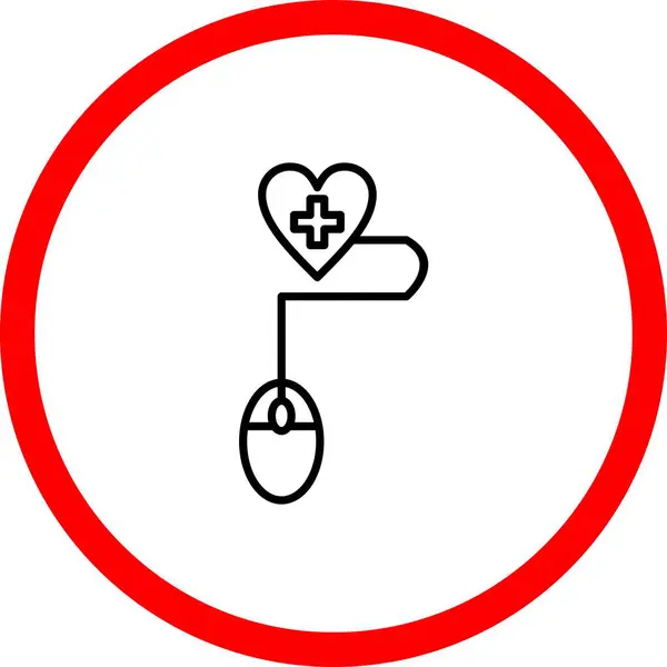 Online Heart Checkup Line Sign Circle Icon Design — Stock Vector