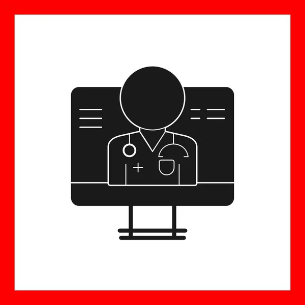 Consulta Médica Online Glyph Sign Icon Desig —  Vetores de Stock