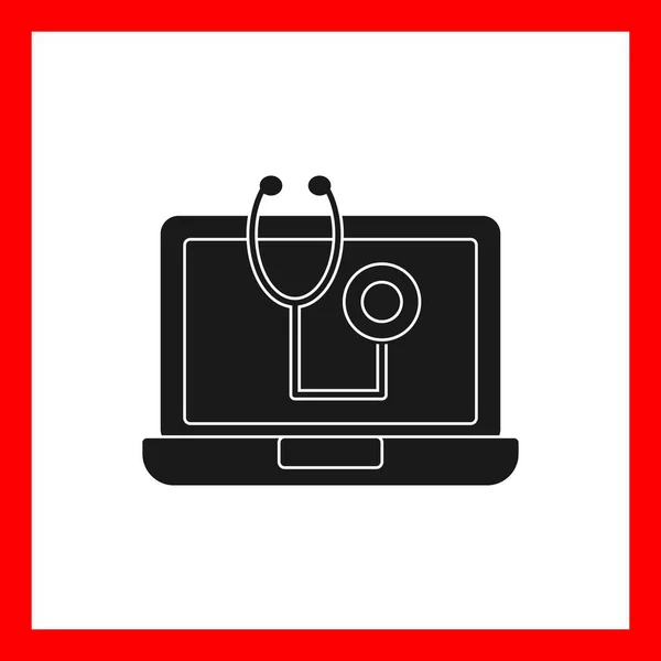 Online Stethoscope Glyph Sign Icon Desig — ストックベクタ