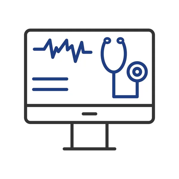 Online Healthcare Line Zwei Farben Icon Desig — Stockvektor