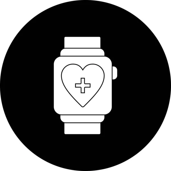 Smart Watch Online Medical Glyph Inverted Icon Design — Stock Vector