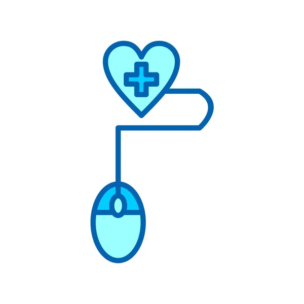 Online Heart Checkup Line Bluetone Icon Design — Stockvector