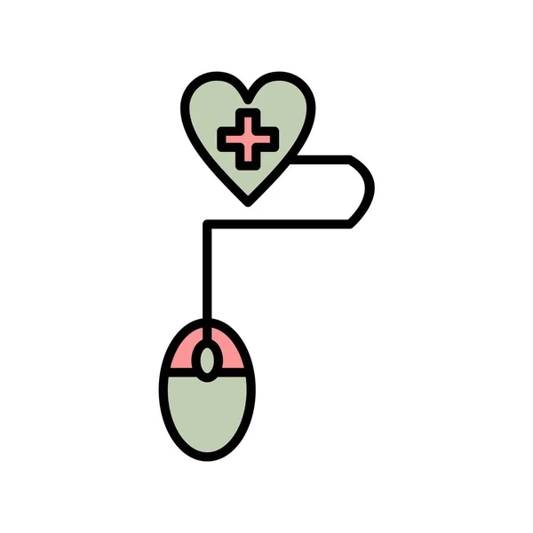 Онлайн Линия Изготовлению Сердечек Заполнена Иконами — стоковый вектор