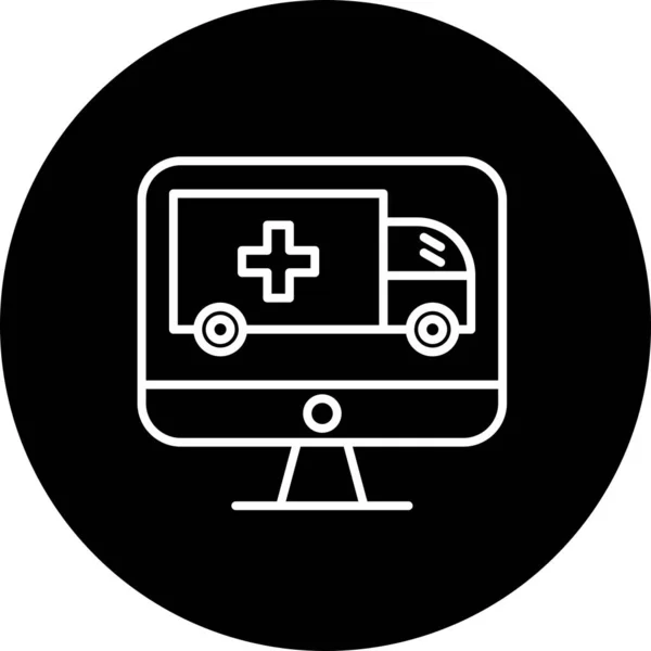 Online Ambulance Line Inverted Icon Desig — Stockvektor