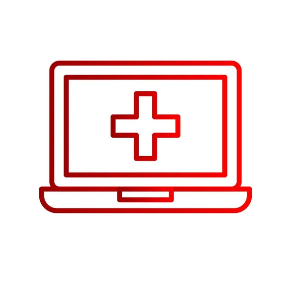 Laptop Healthcare Line Gradient Icon Design — Stockvektor