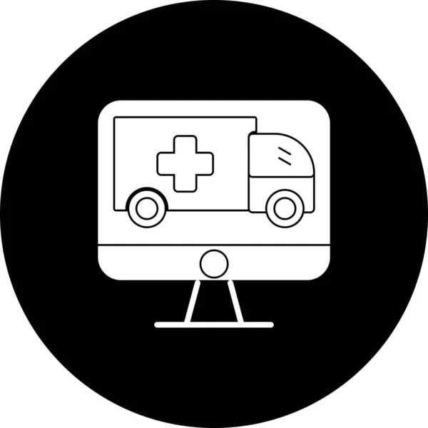 Online Ambulance Glyph Inverted Icon Design — Stock Vector