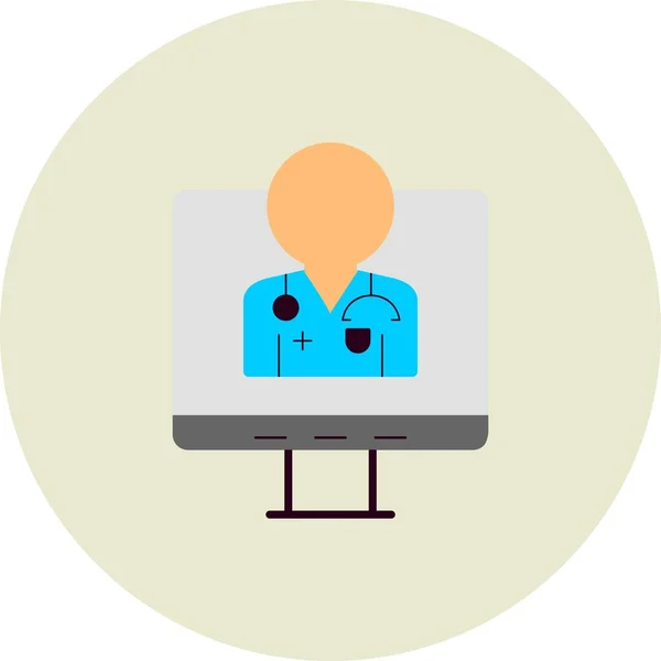 Online Doctor Flat Circle Icon Desig — 스톡 벡터