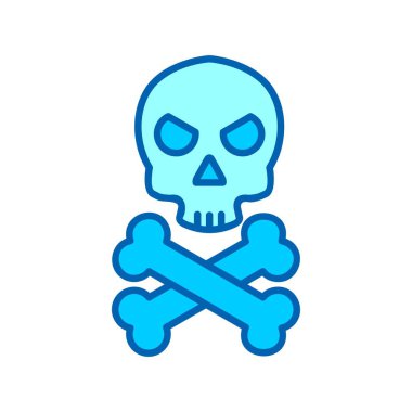 Kafatası Kemiği Vektör Çizgisi Bluetone Simgesi Tasarımı 