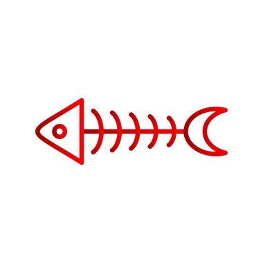 Balık iskeleti Vektör Çizgisi Gradyan Simgesi Tasarımı 