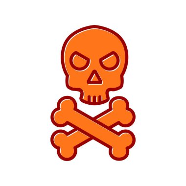 Kafatası Kemiği Vektörü Kaydırılmış Simge Tasarımı 