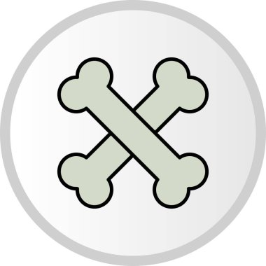 Kemik Vektörü Dolu Çember Simgesi Tasarımı 