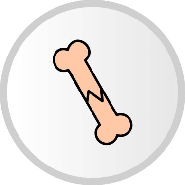 Kırık Kemik Vektörü Doldurulmuş Çember Simgesi Tasarımı 