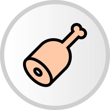 Tavuk Kemiği Vektörü Doldurulmuş Çember Simgesi Tasarımı 