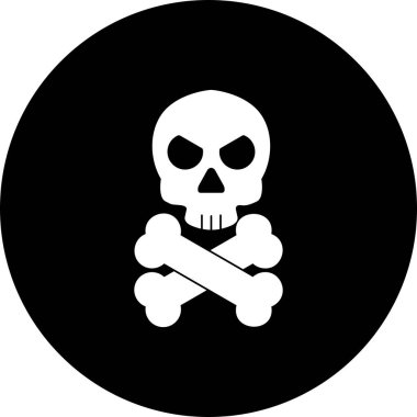  Kafatası Kemiği Vektör Kabartma Ters Simge Tasarımı 