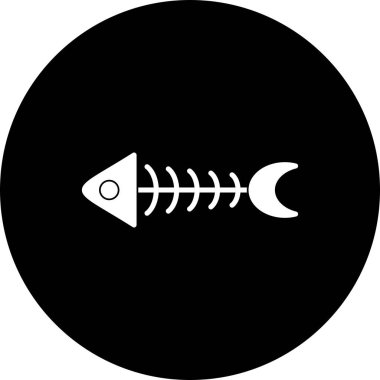  Balık iskeleti Vektör Kabartması Ters Simge Tasarımı 