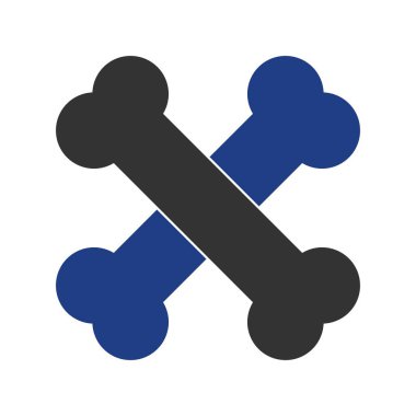 Kemik Vektörü Kabartması İki Renk Simgesi Tasarımı