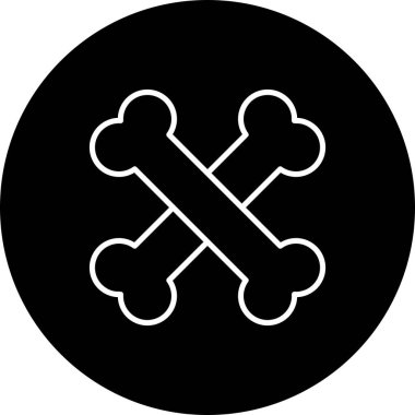 Kemik Vektör Satırı Tersine Çevrilmiş Simge Tasarımı 