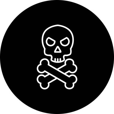  Kafatası Kemiği Vektör Çizgisi Ters Simge Tasarımı 