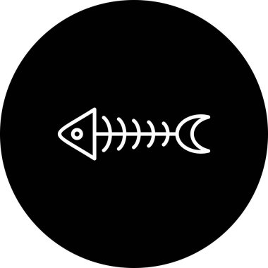 Balık iskeleti Vektör Çizgisi Ters Simge Tasarımı 