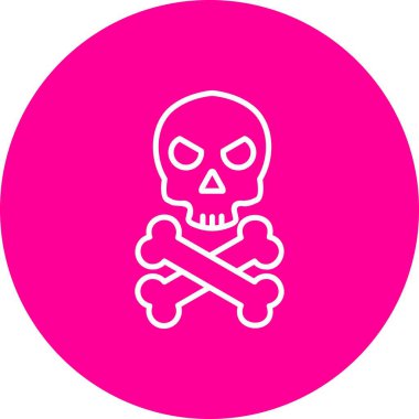 Kafatası Kemiği Vektör Çizgisi Çoklu Renk Simgesi Tasarımı 