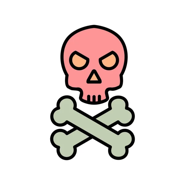 Skull Bone Vector Line Diseño Icono Lleno — Archivo Imágenes Vectoriales