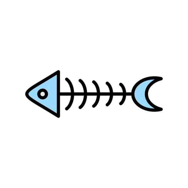 Fish Skeleton Vector Line Filled Icon Design — Stock Vector