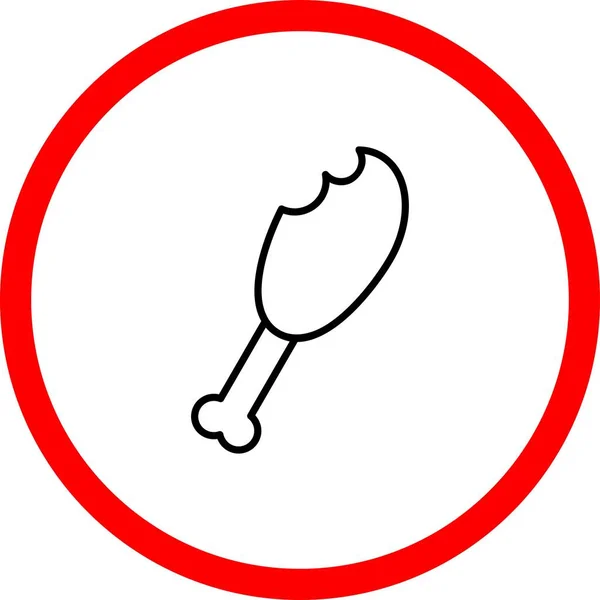 Hähnchenkeule Vector Line Sign Circle Icon Design — Stockvektor