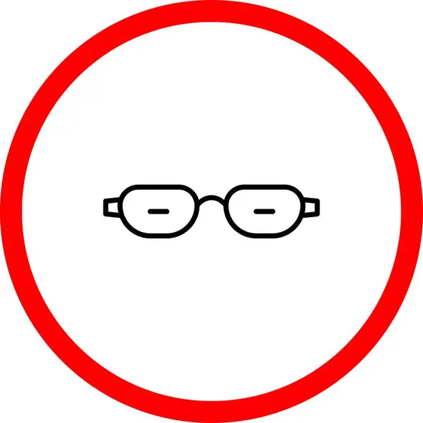 Glasses Vector Line Sign Circle Icon Desig - Stok Vektor