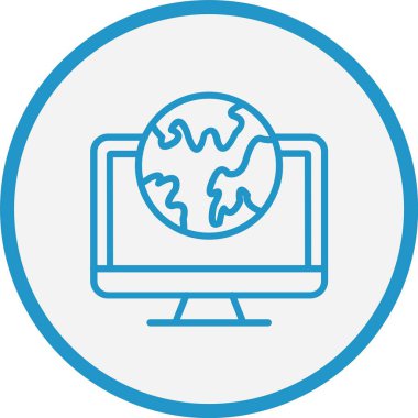 Dünya Harita Çizgisi Mavi Çember