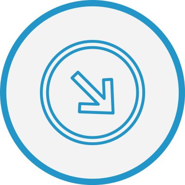 Sağ Aşağı Ok Çizgisi Mavi Çember