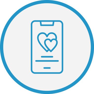 Kalp Çizgisi Mavi Çember