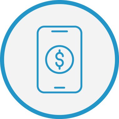 Çevrimiçi Ödeme Çizgisi Mavi Çember