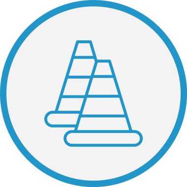 Trafik Konisi Çizgisi Mavi Çember