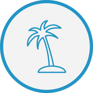 Palmiye Ağacı Çizgisi Mavi Çember