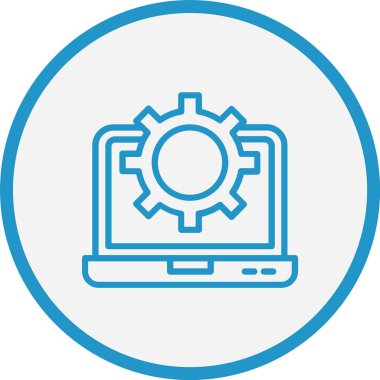 Ayarlar Vektör Çizgisi Mavi Çember