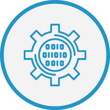 İkili Kod Vektör Satırı Mavi Çember